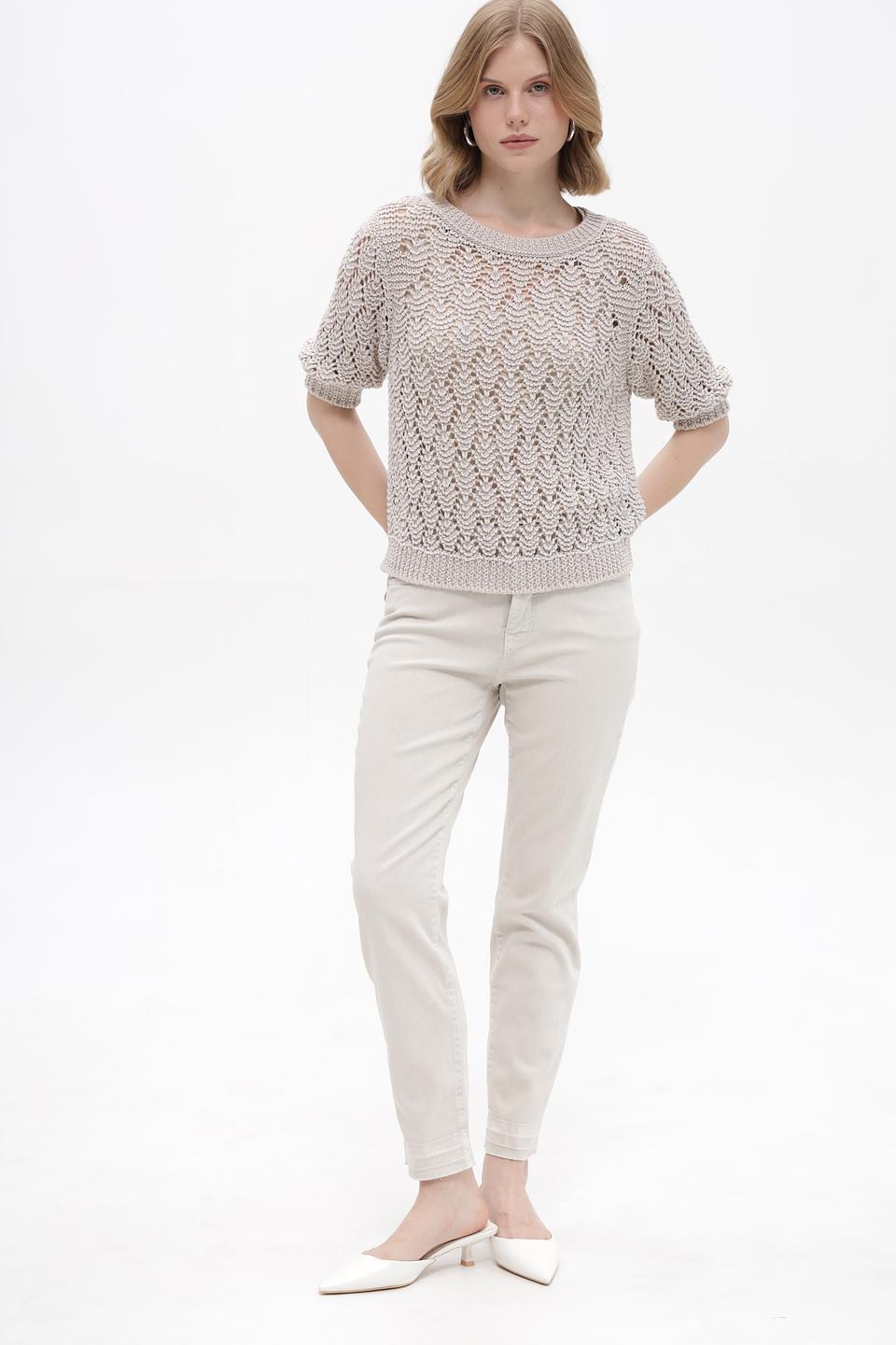 Пуловер Monari бежевый ажурный