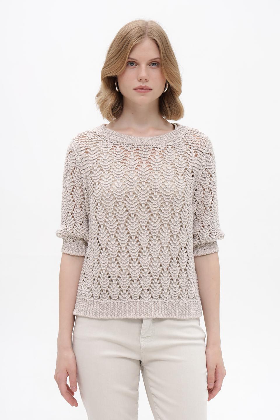Пуловер Monari бежевый ажурный