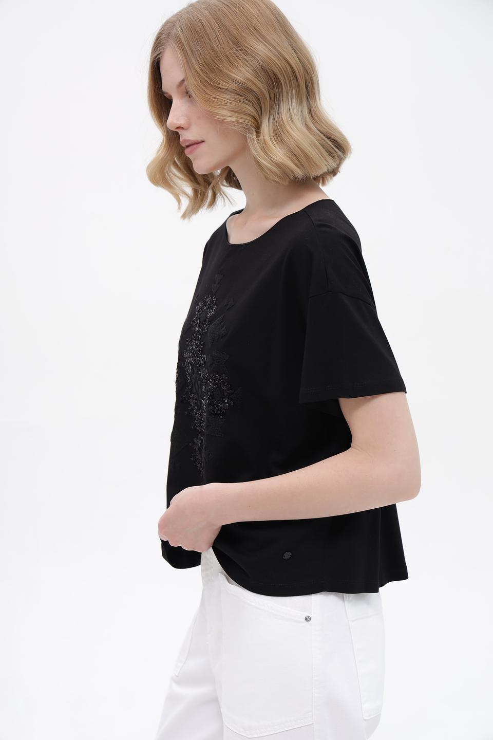 Футболка Monari с пайетками чёрная