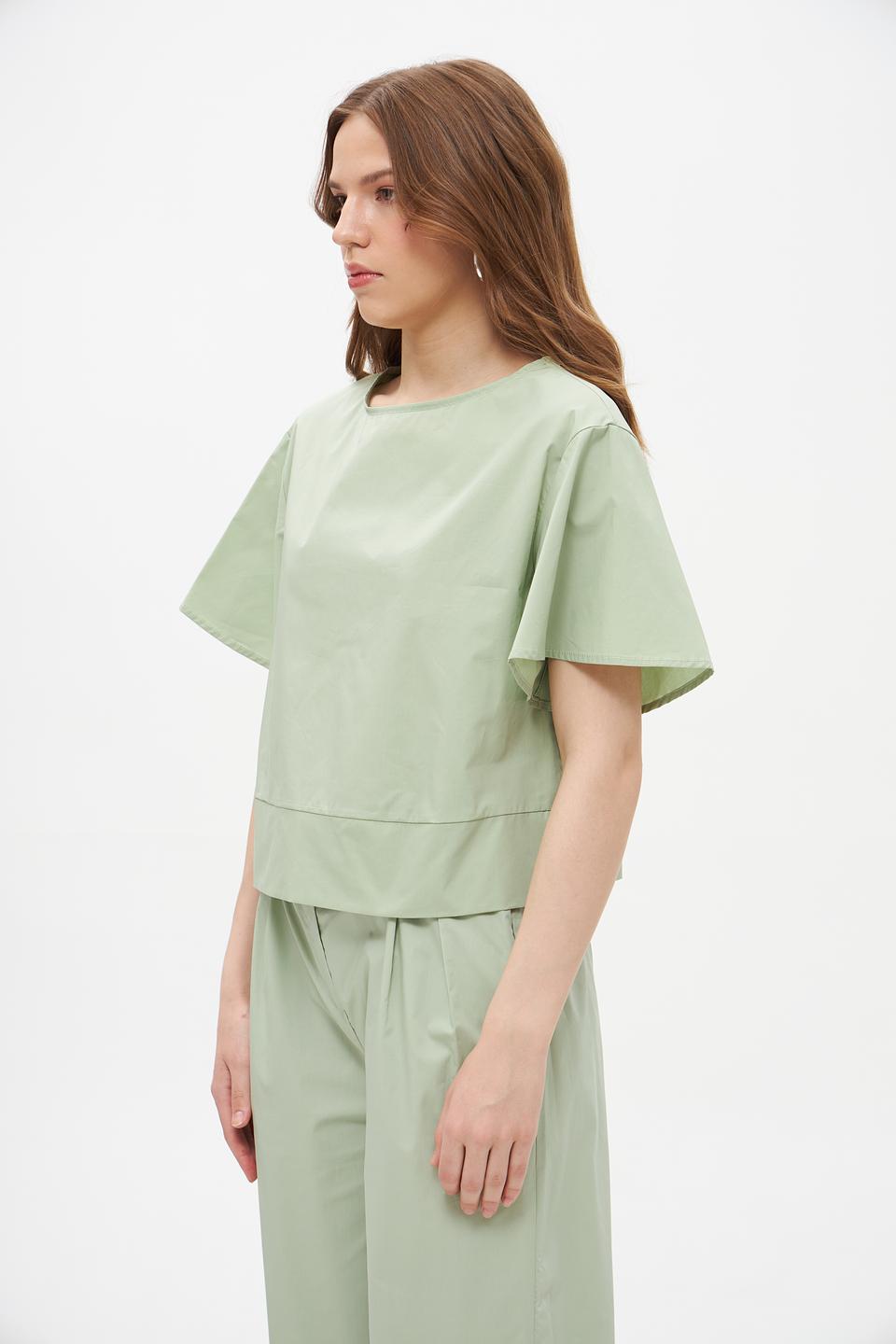 Блузка Croche зеленая укороченная