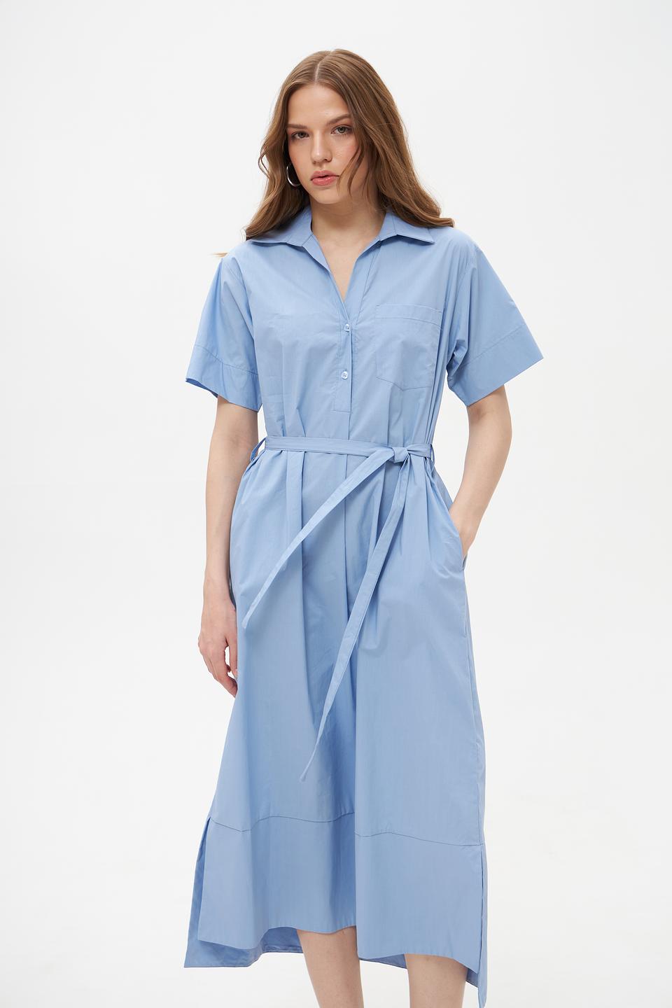 Платье Croche приталенное голубое