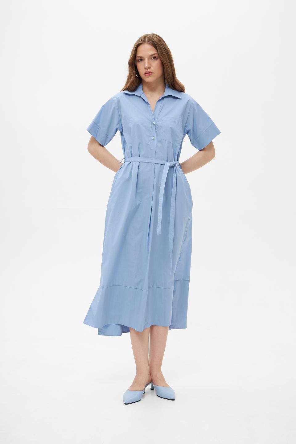 Платье Croche приталенное голубое