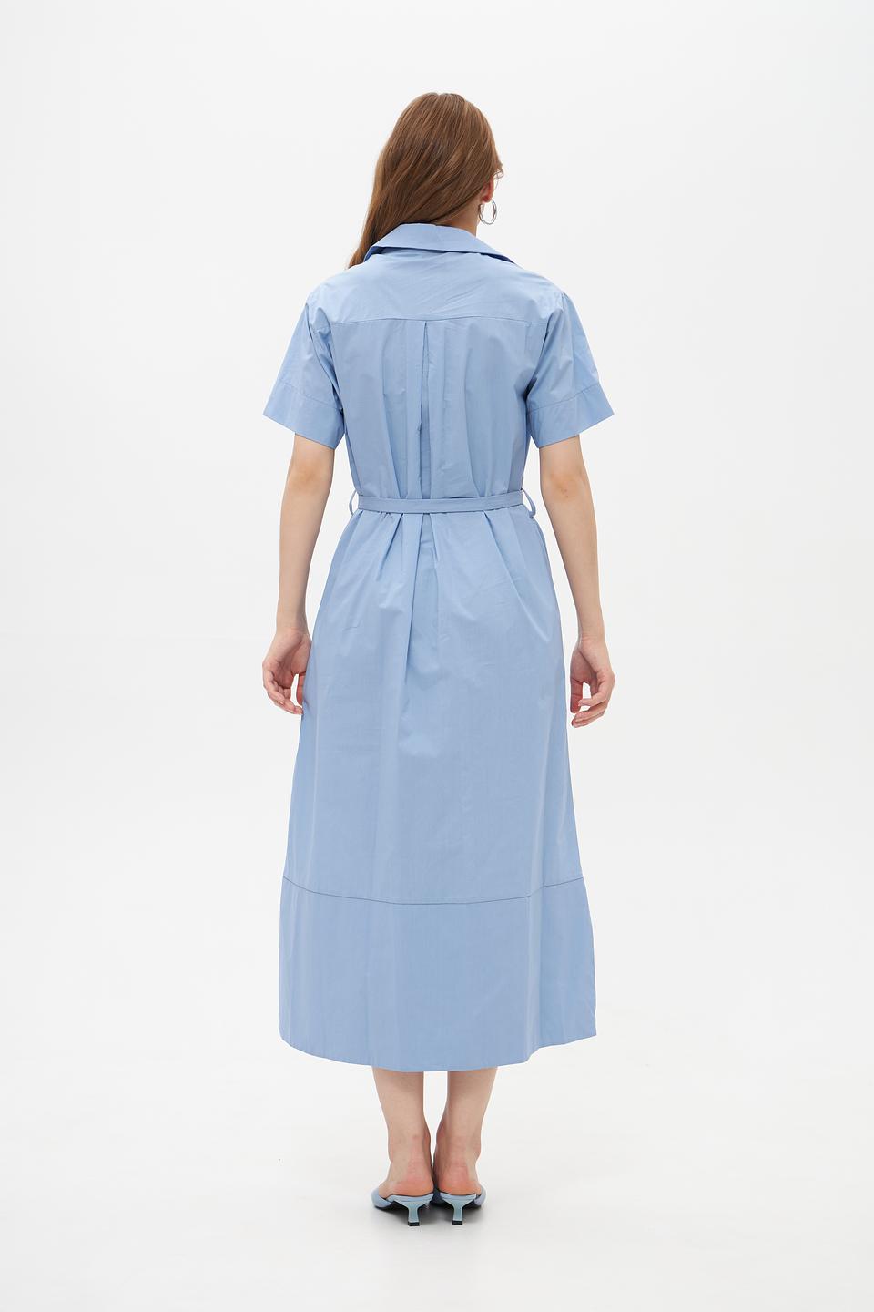 Платье Croche приталенное голубое