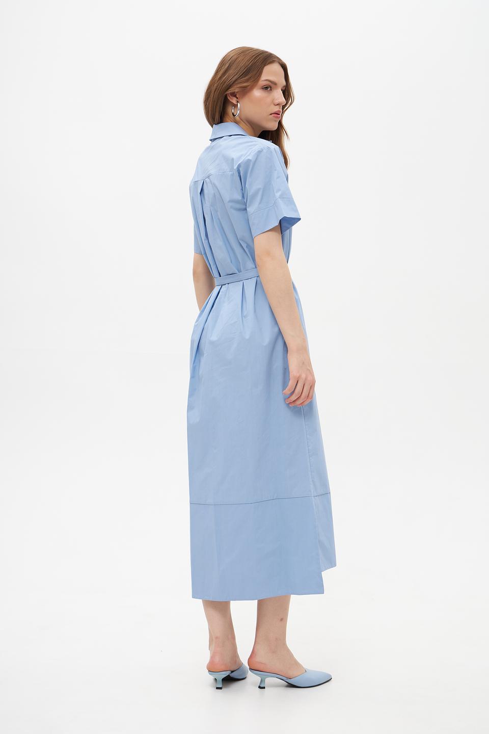 Платье Croche приталенное голубое
