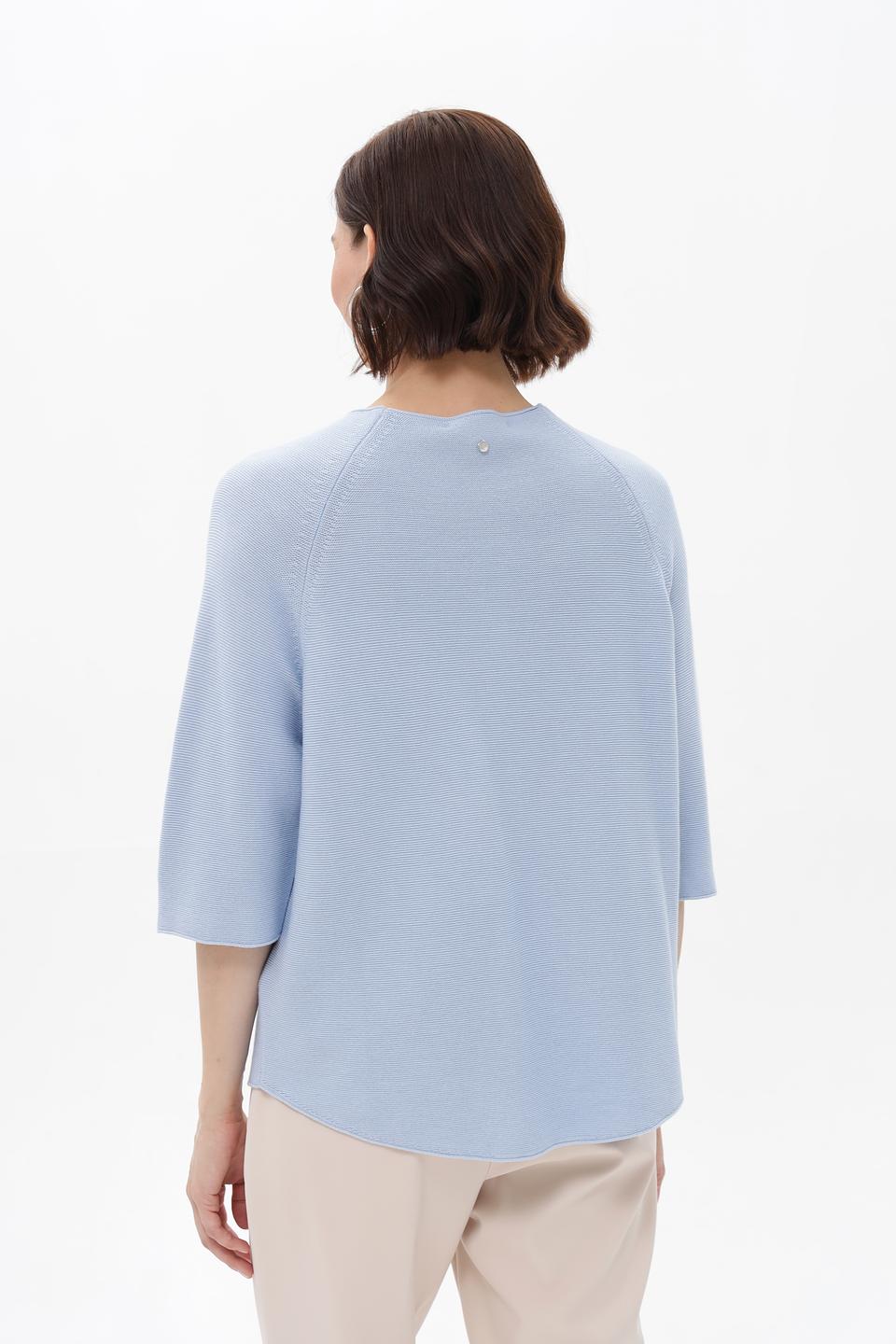 Пуловер Oui голубой с рукавом 3/4