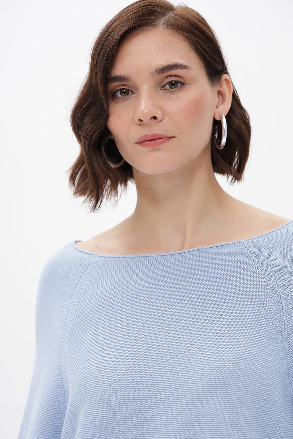 Пуловер Oui голубой с рукавом 3/4