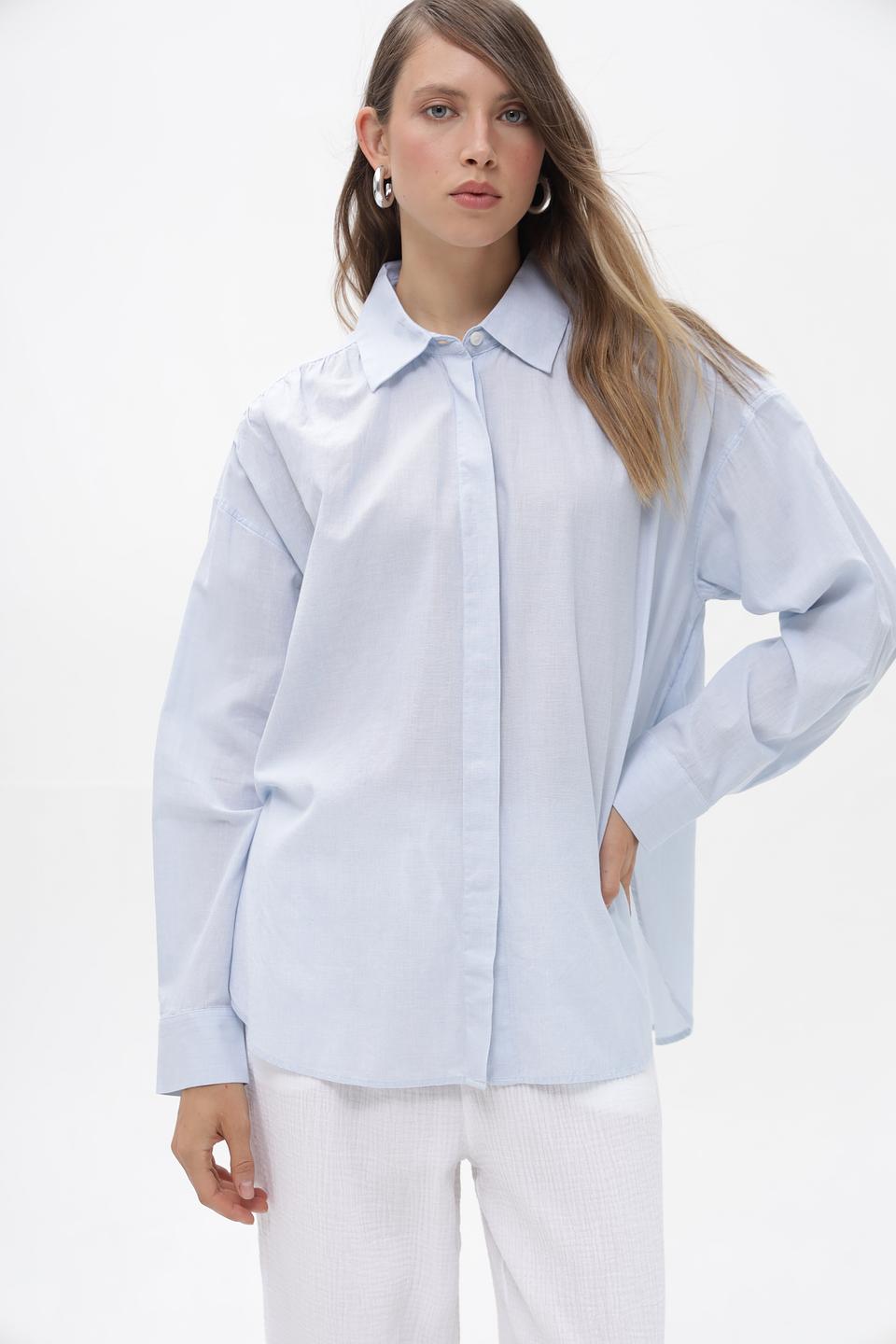 Блуза Tom Tailor denim голубая