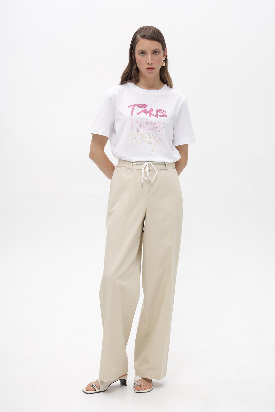 Брюки широкие Tom Tailor бежевые