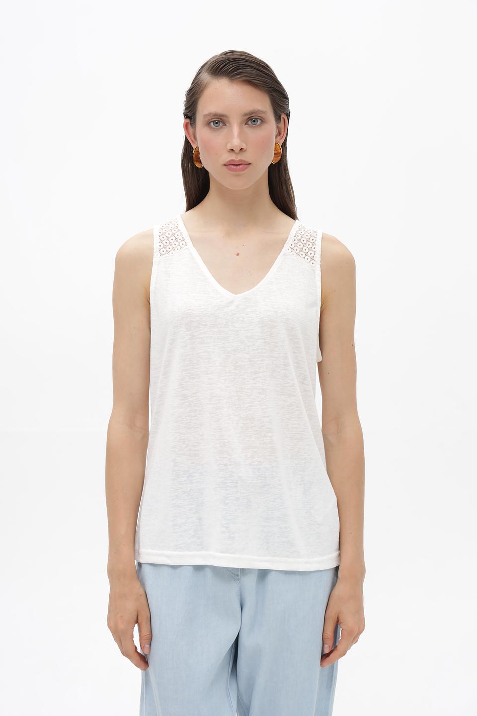 Топ Broadway с кружевом молочный