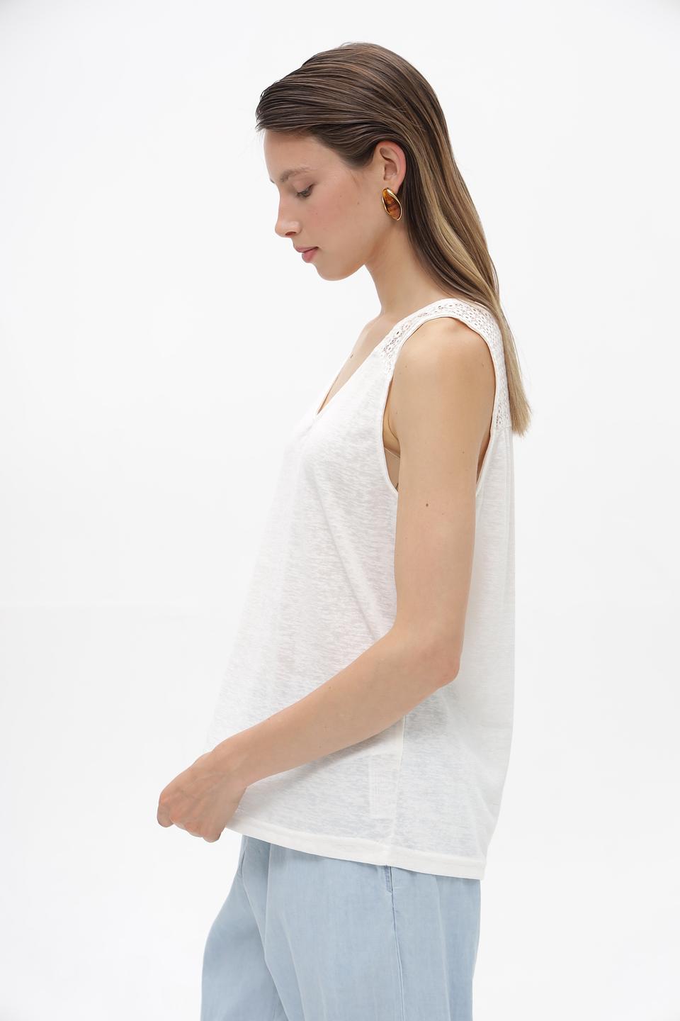 Топ Broadway с кружевом молочный