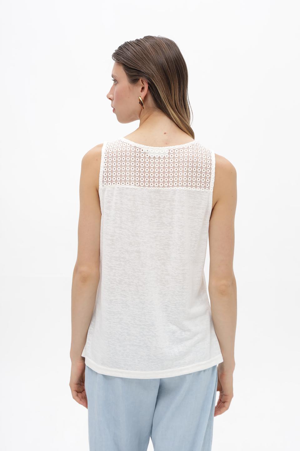 Топ Broadway с кружевом молочный