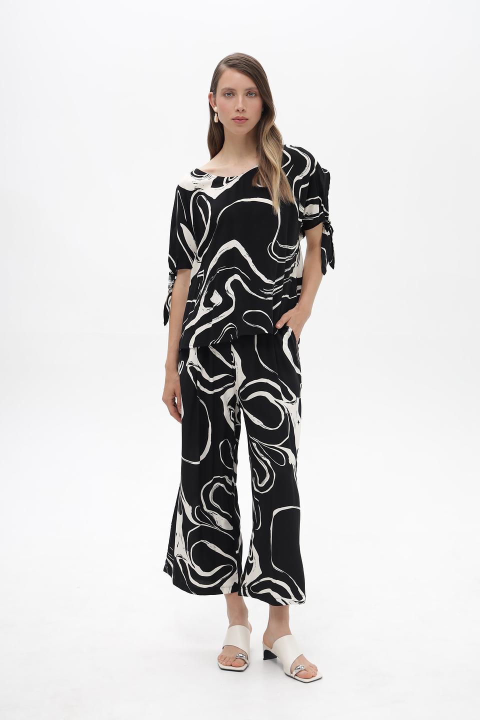 Брюки Broadway с принтом чёрно-белый