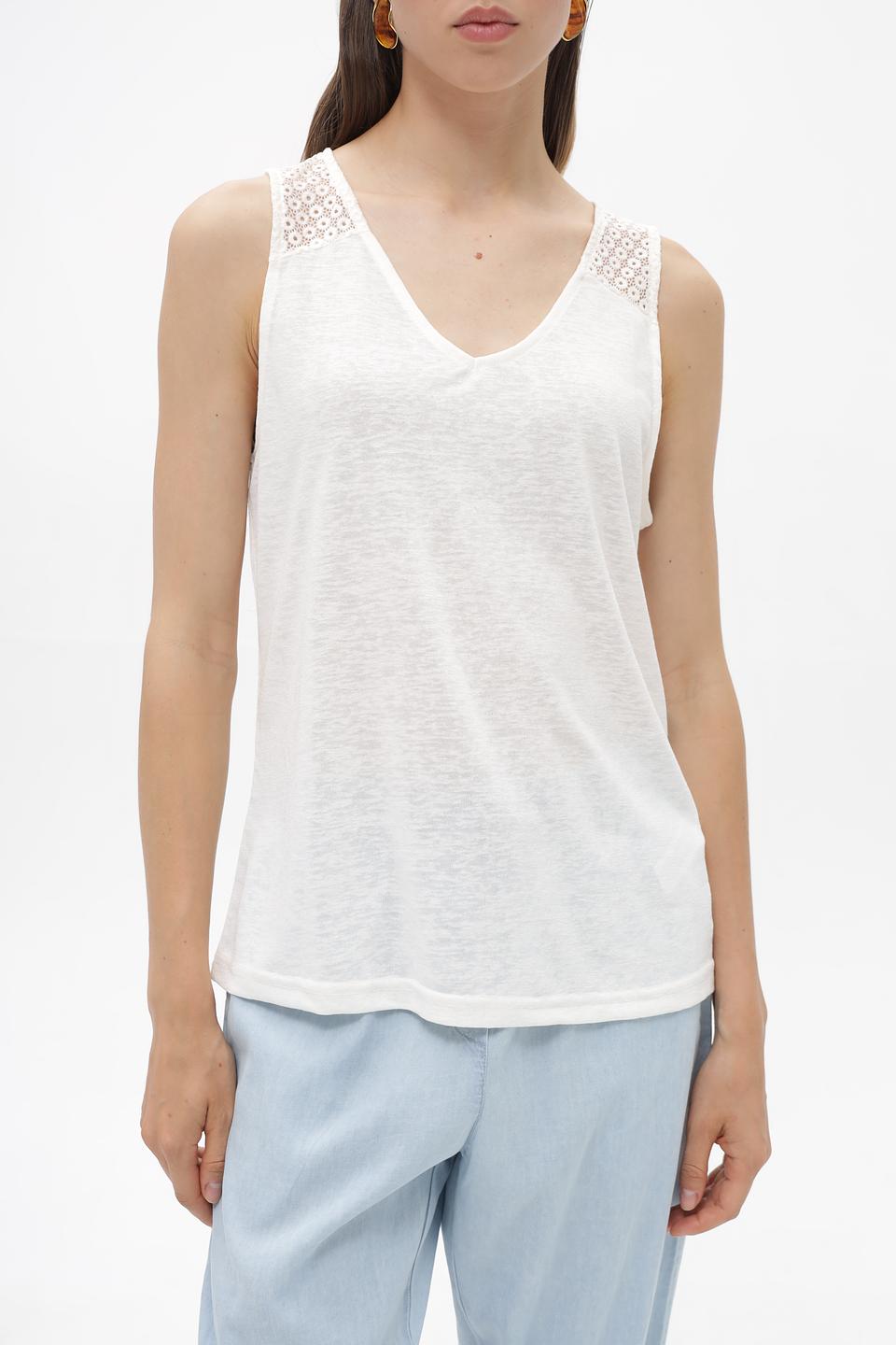 Топ Broadway с кружевом молочный