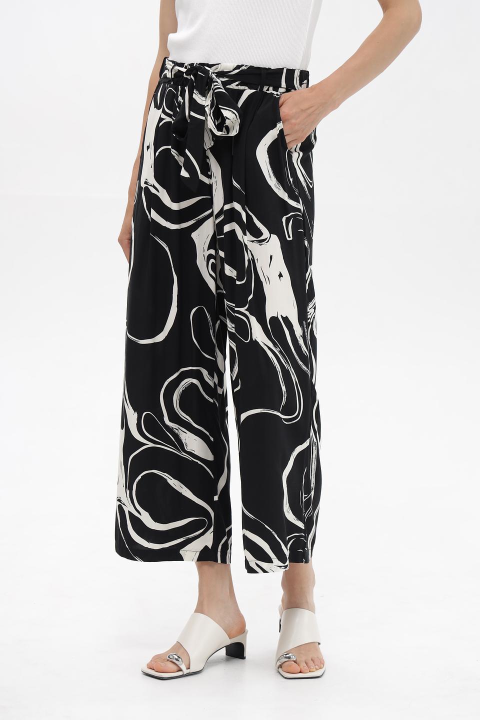Брюки Broadway с принтом чёрно-белый