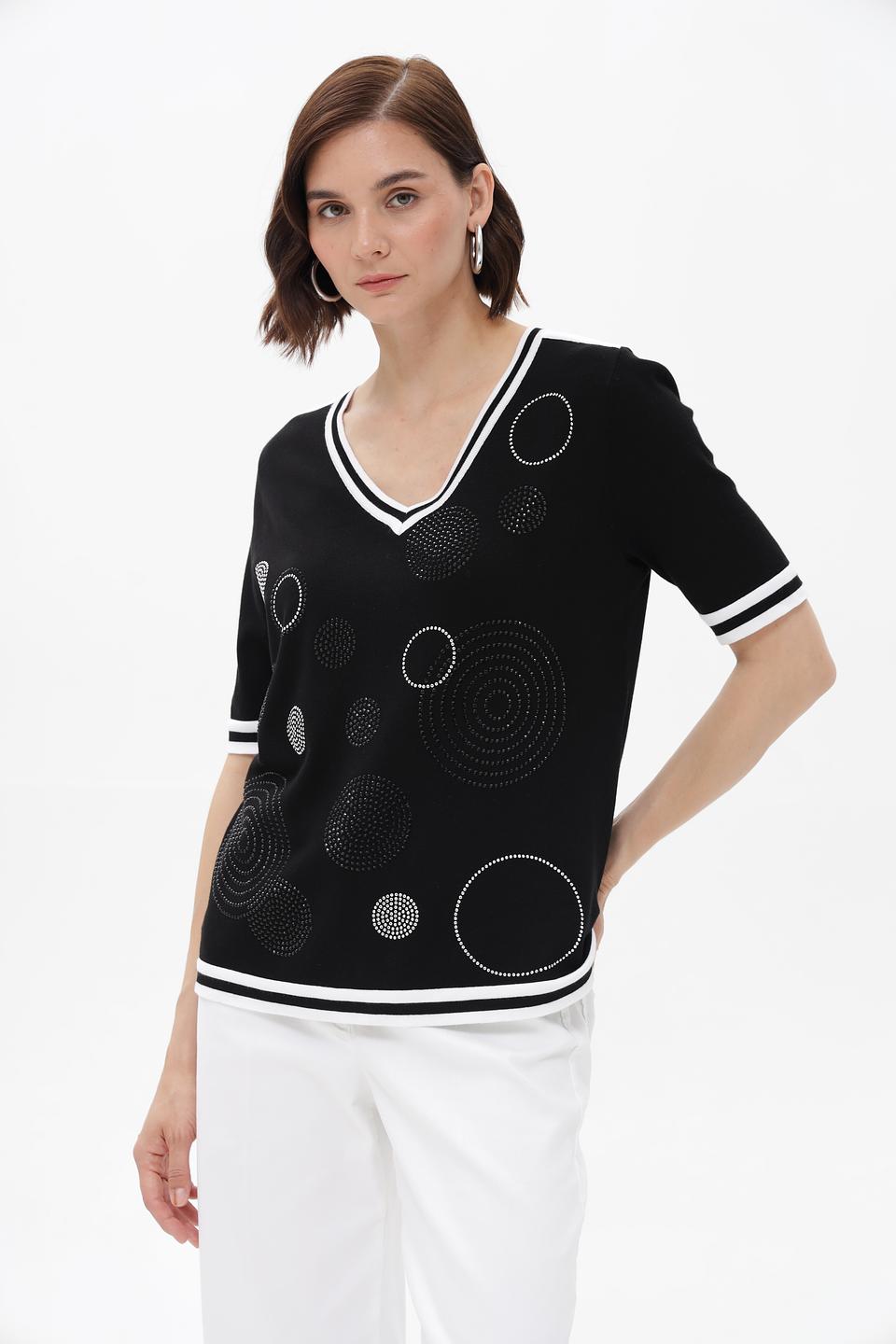 Пуловер Passioni с кругами чёрный