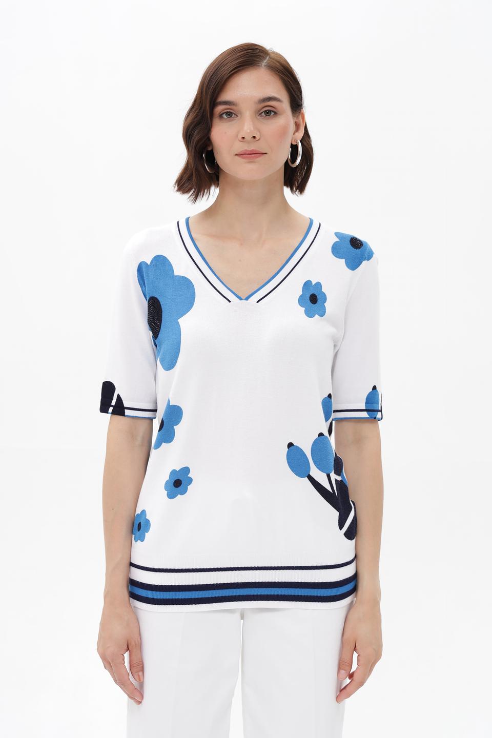 Пуловер Passioni с цветочным принтом