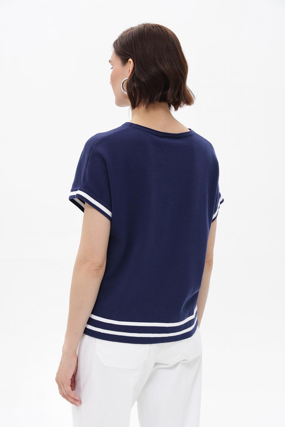 Пуловер Passioni с яхтой синий