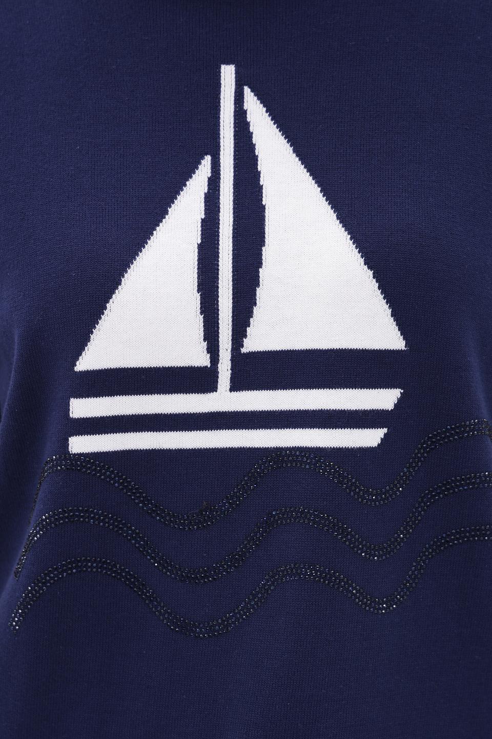 Пуловер Passioni с яхтой синий