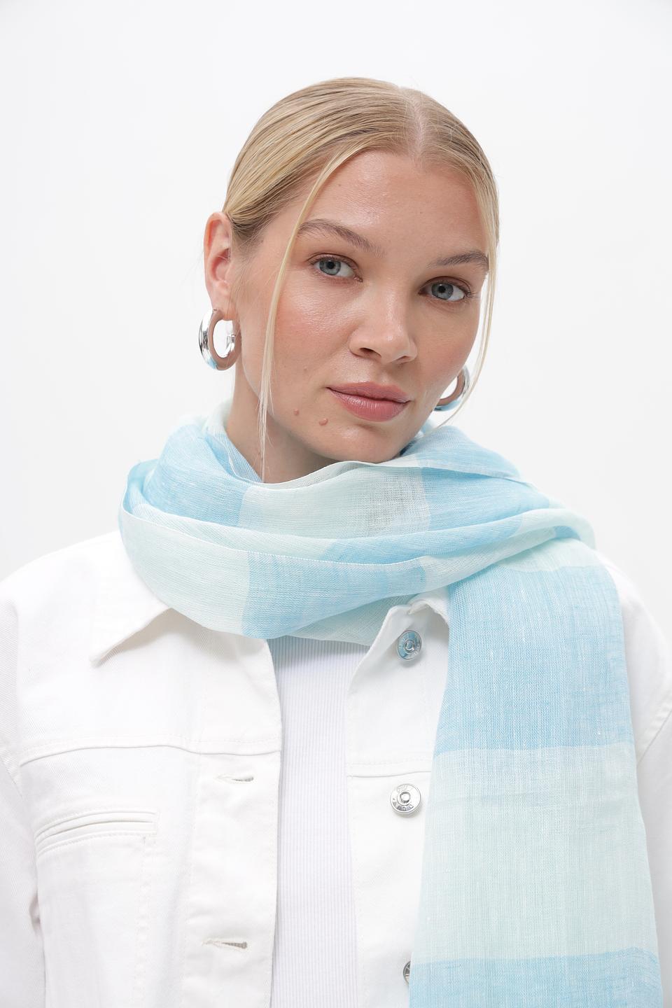 Шарф Fraas льняной голубой