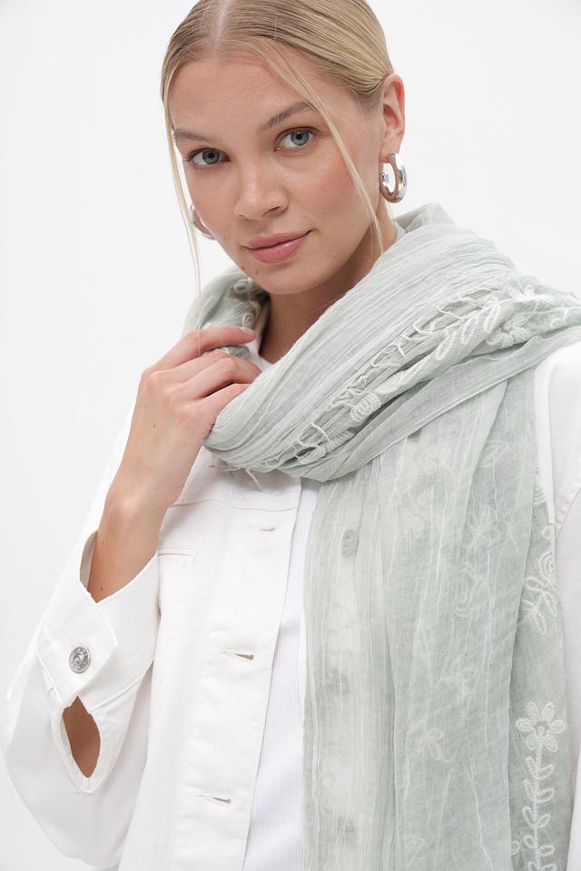 Шарф Fraas с вышивкой мятный