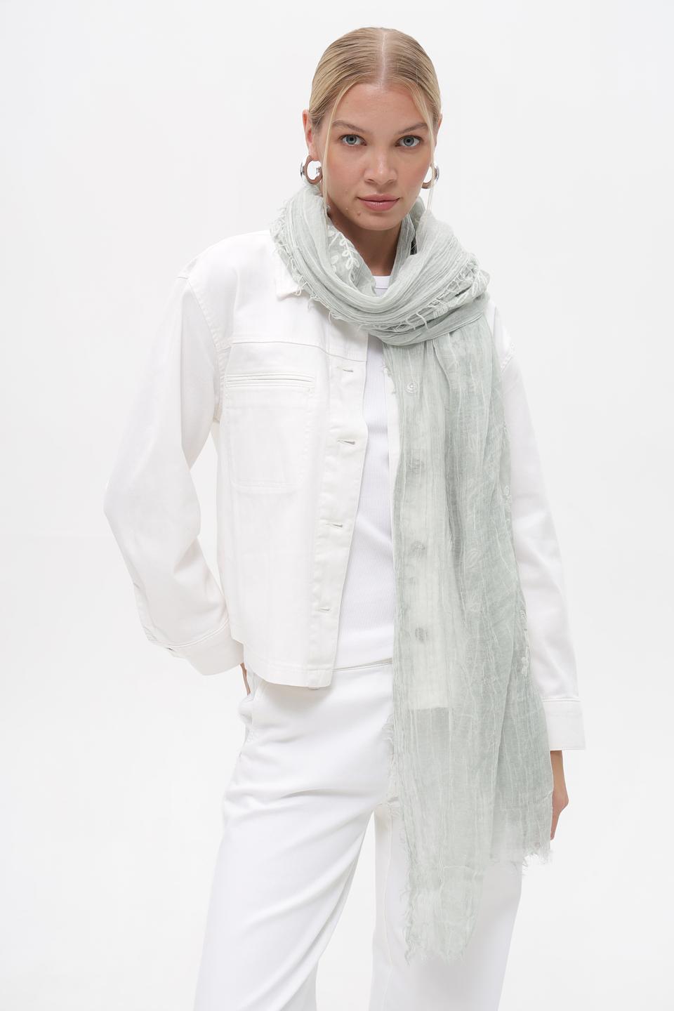 Шарф Fraas с вышивкой мятный