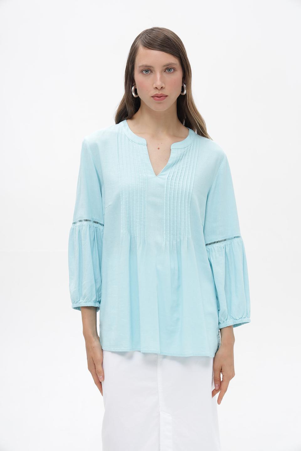 Блузка Olsen с рукавами-фонариками голубая