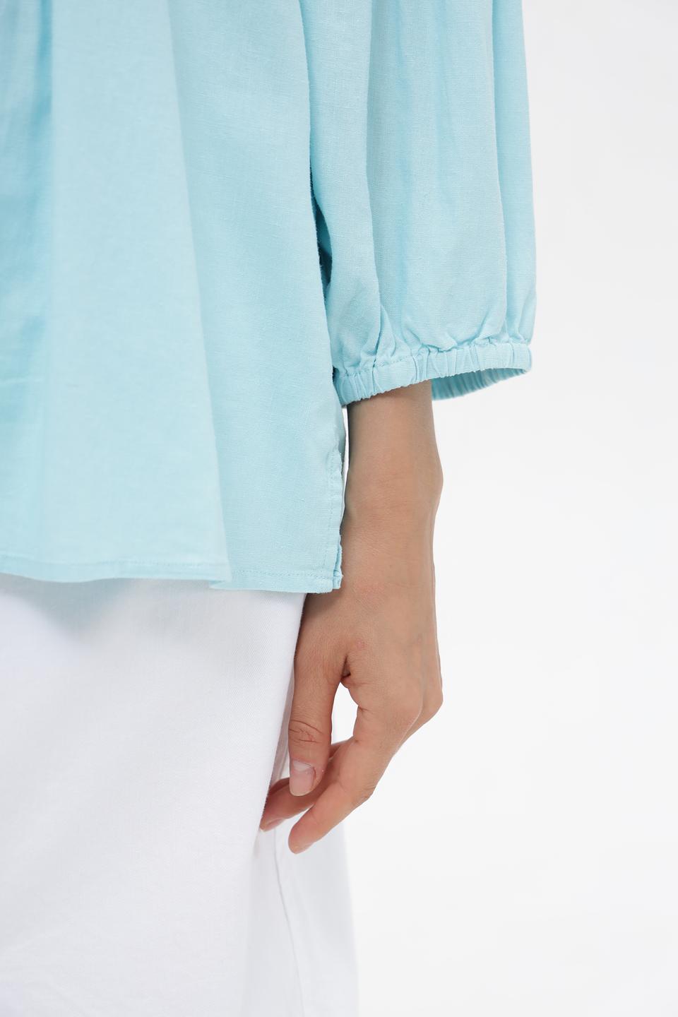 Блузка Olsen с рукавами-фонариками голубая