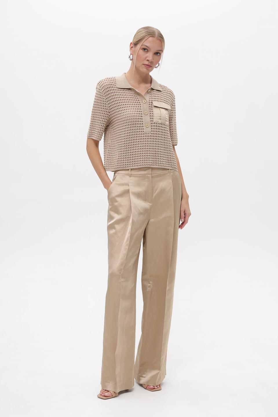 Пуловер Marc Cain с карманом бежевый