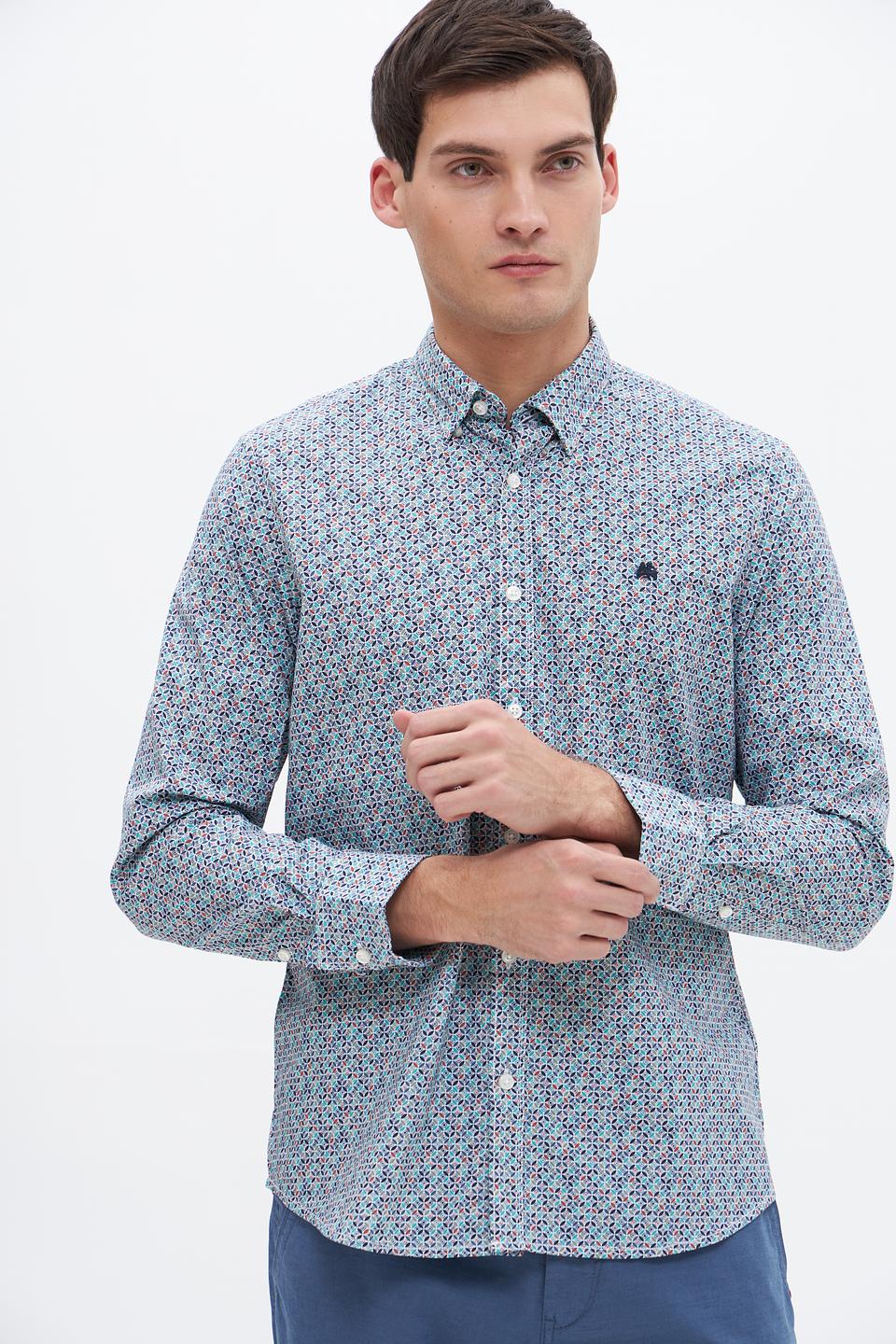 Рубашка Lerros с принтом голубой