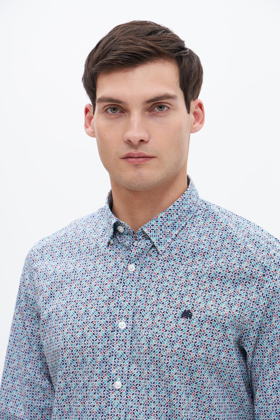 Рубашка Lerros с принтом голубой