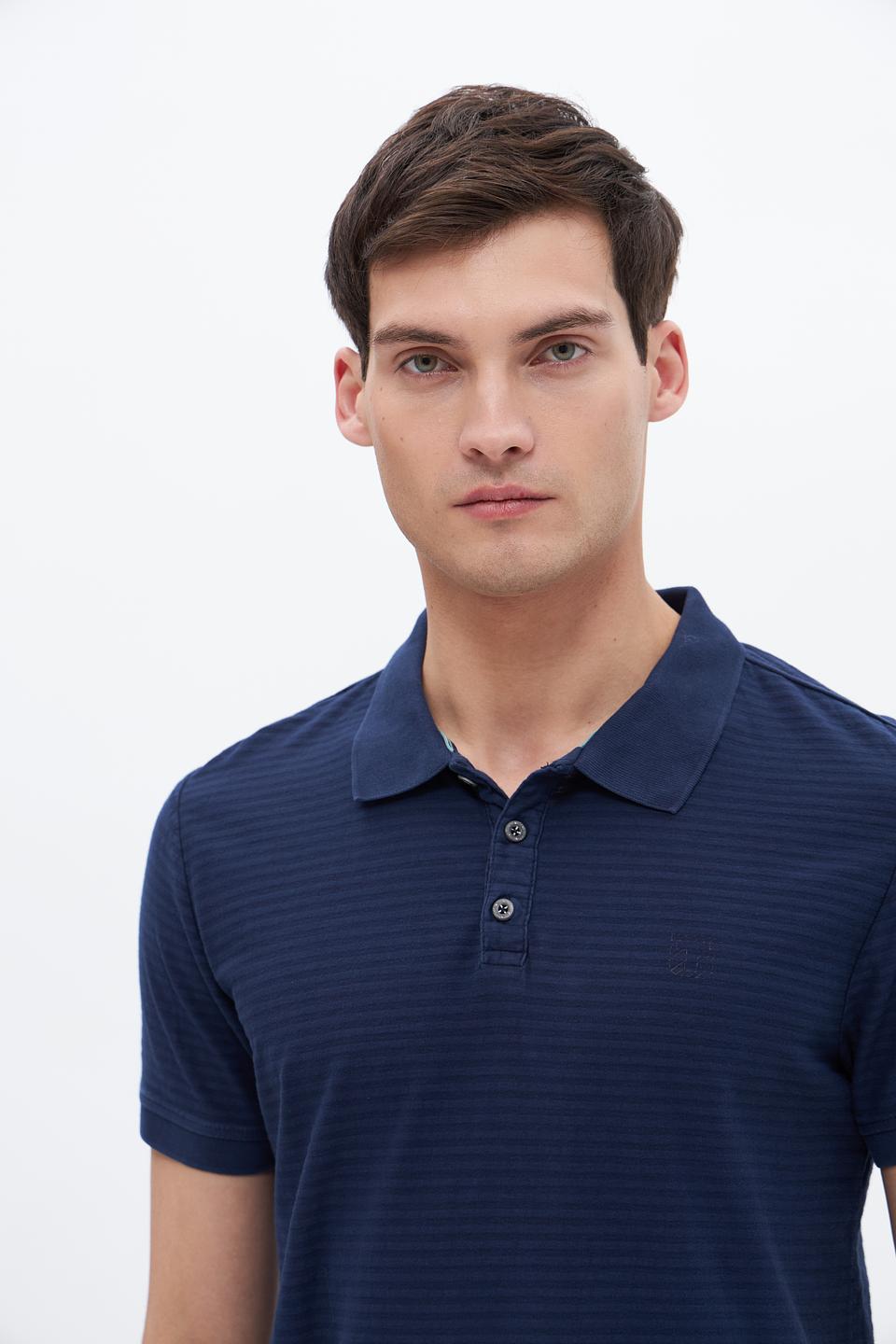 Поло Time Zone мужское тёмно-синее