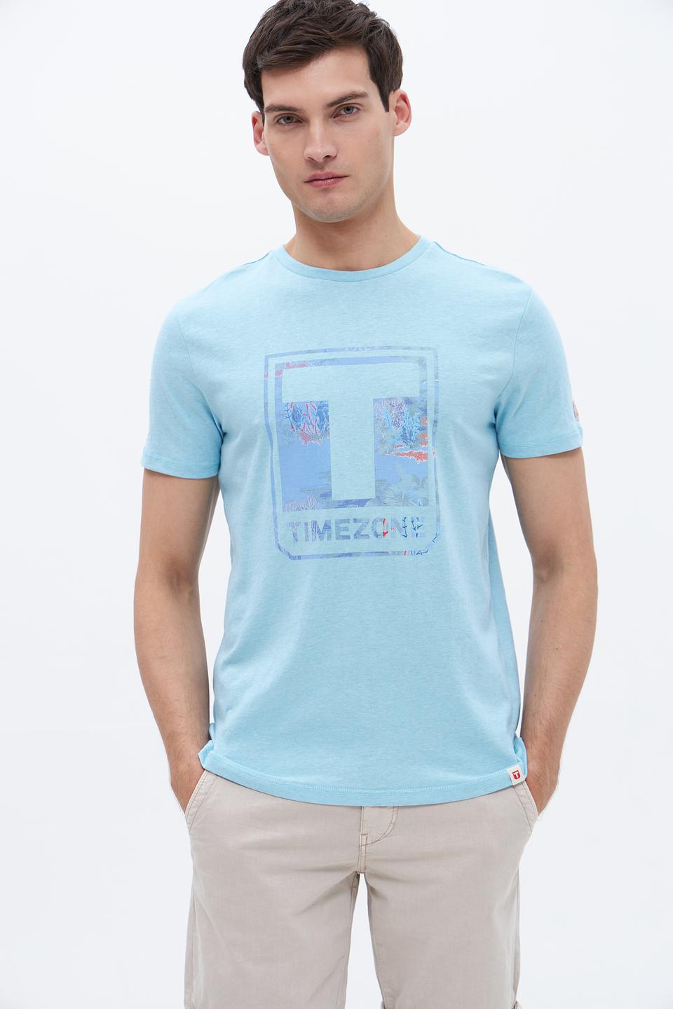 Футболка Time Zone с принтом голубая