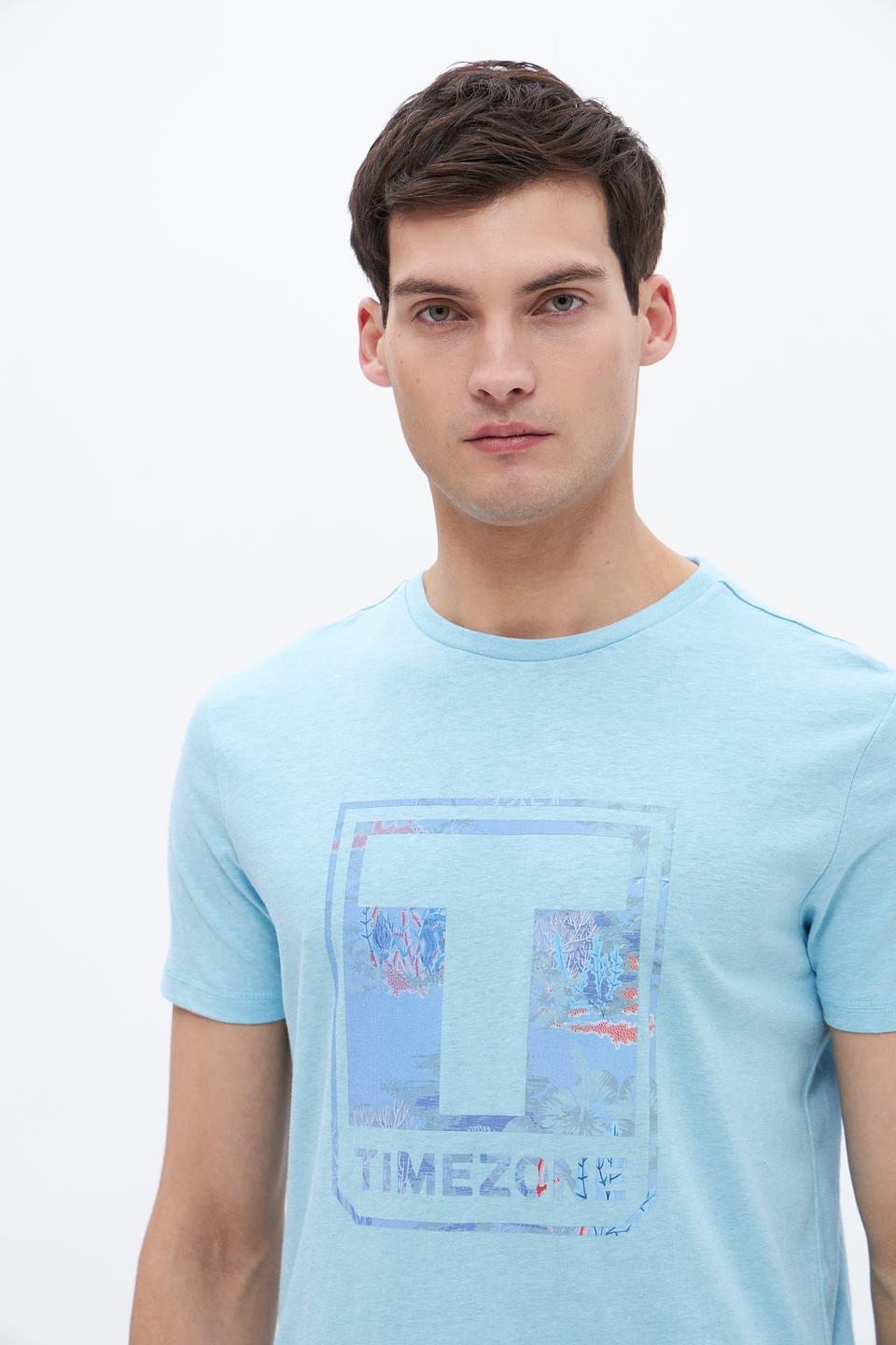 Футболка Time Zone с принтом голубая