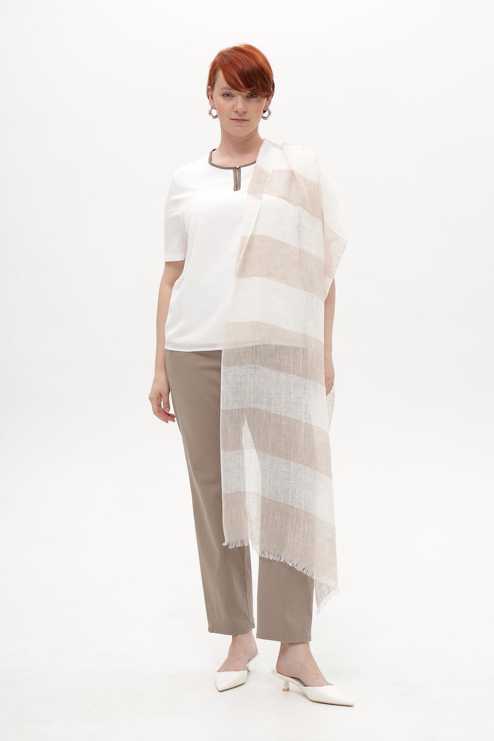 Шарф Fraas в полоску бежевый