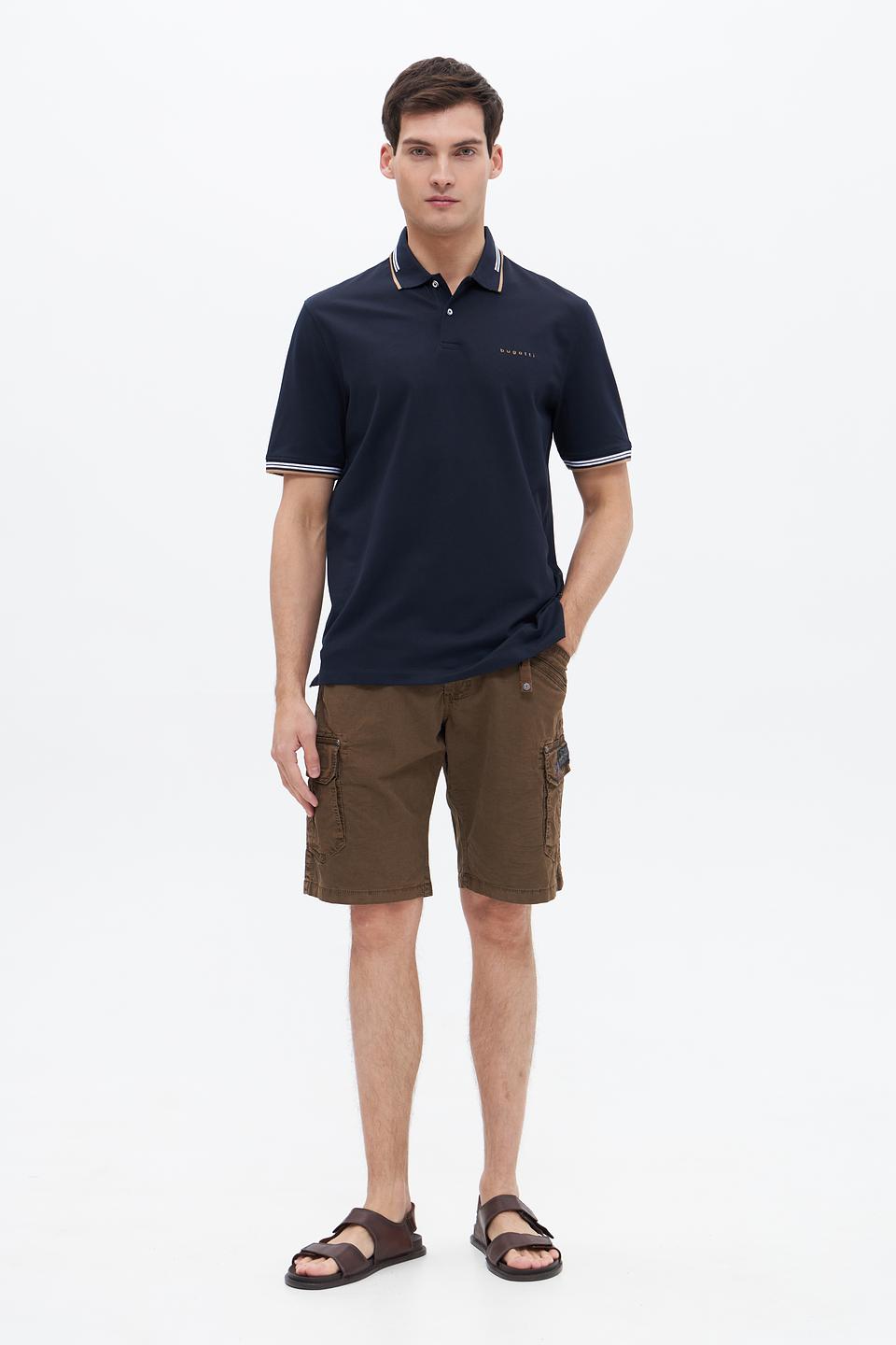 Поло Bugatti темно-синее с полоской