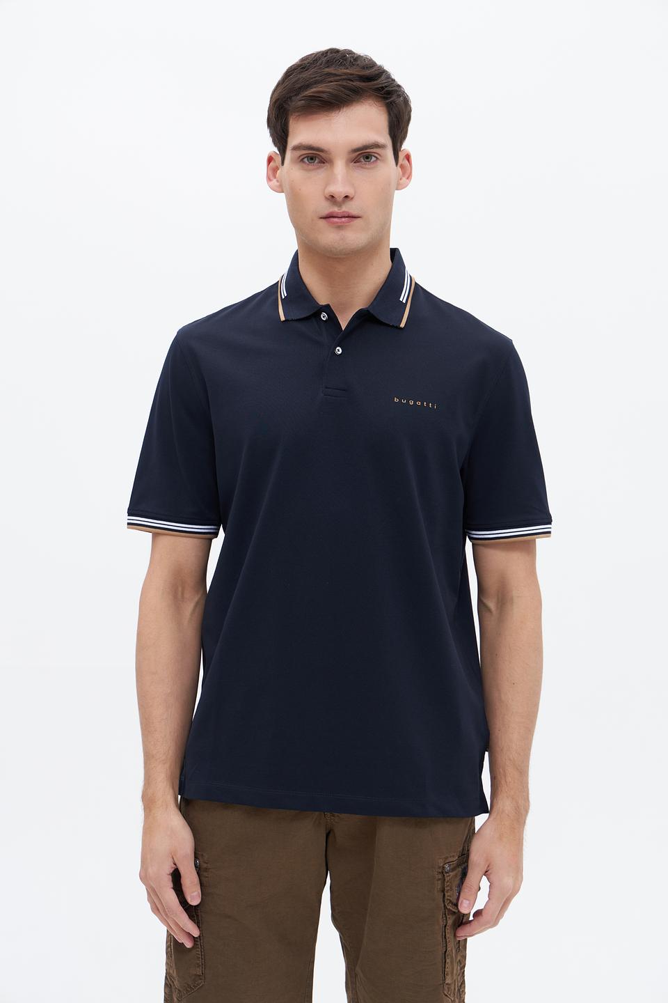 Поло Bugatti темно-синее с полоской