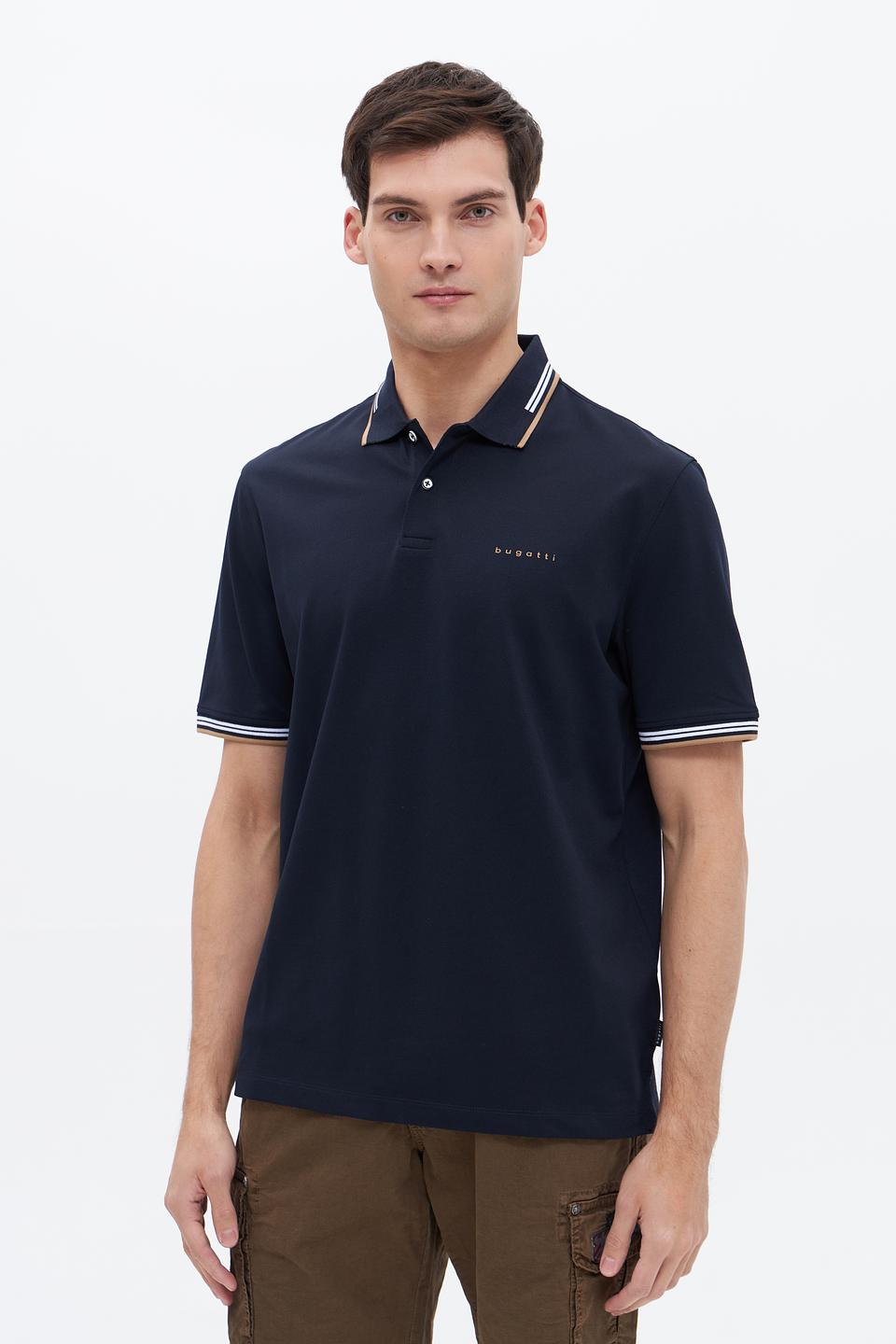 Поло Bugatti темно-синее с полоской