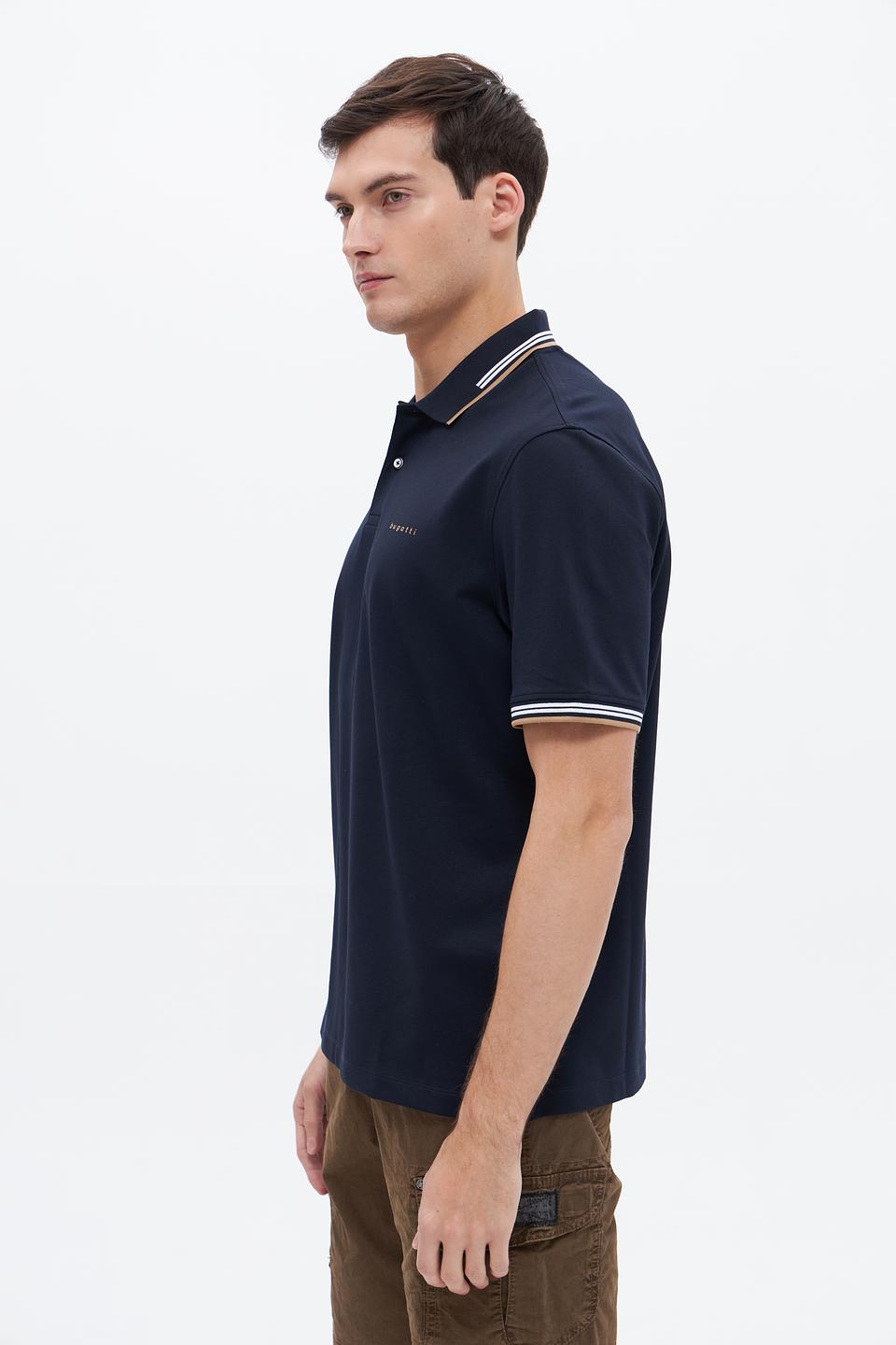Поло Bugatti темно-синее с полоской