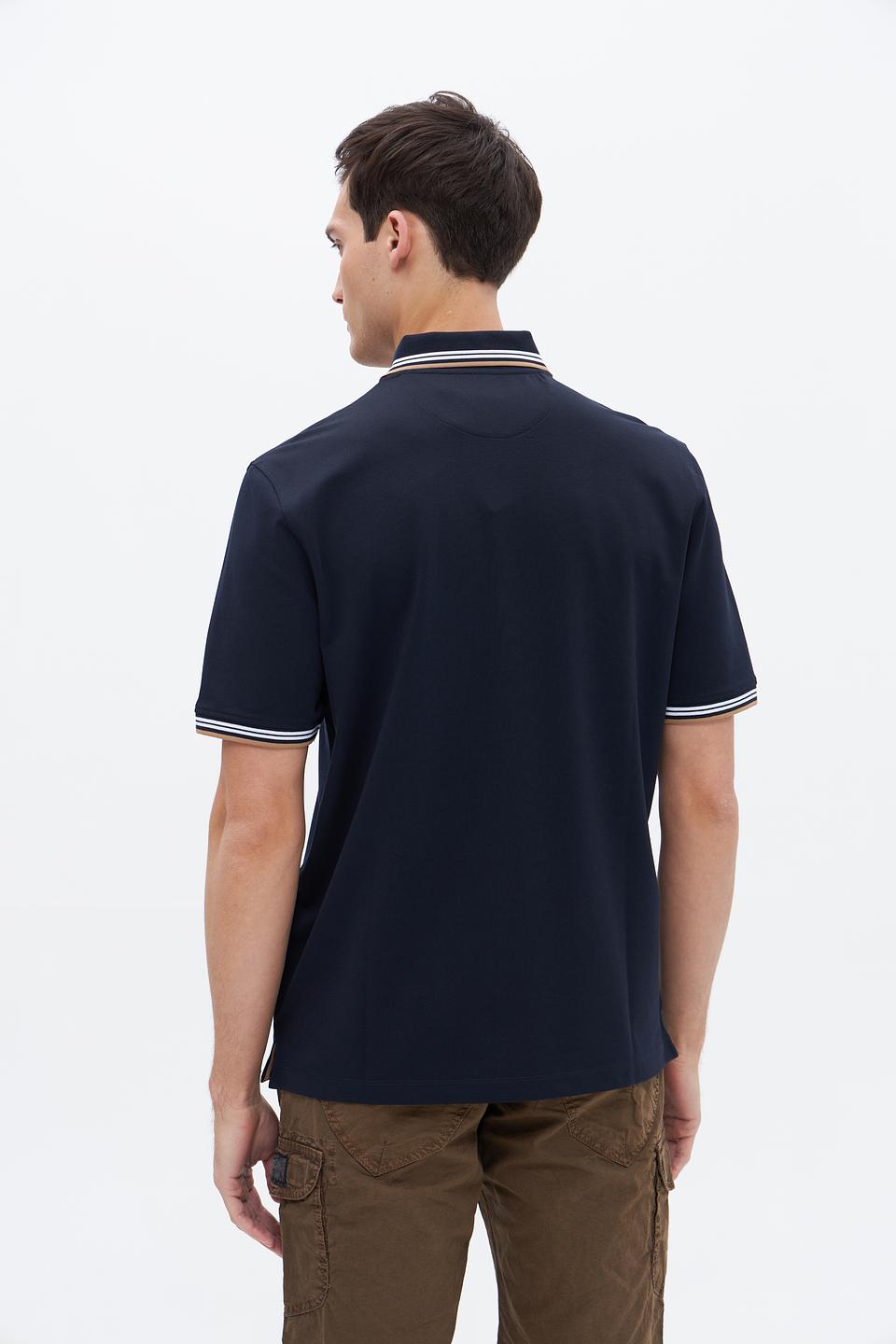 Поло Bugatti темно-синее с полоской