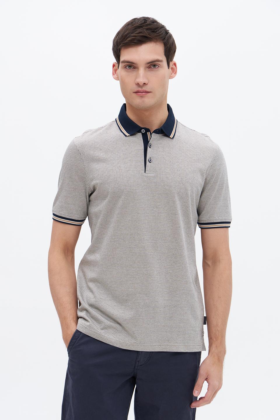 Поло Bugatti с узором светло-серый