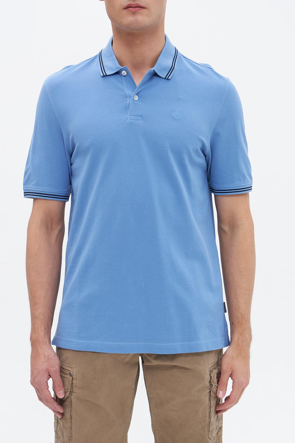 Поло Bugatti голубое с полоской