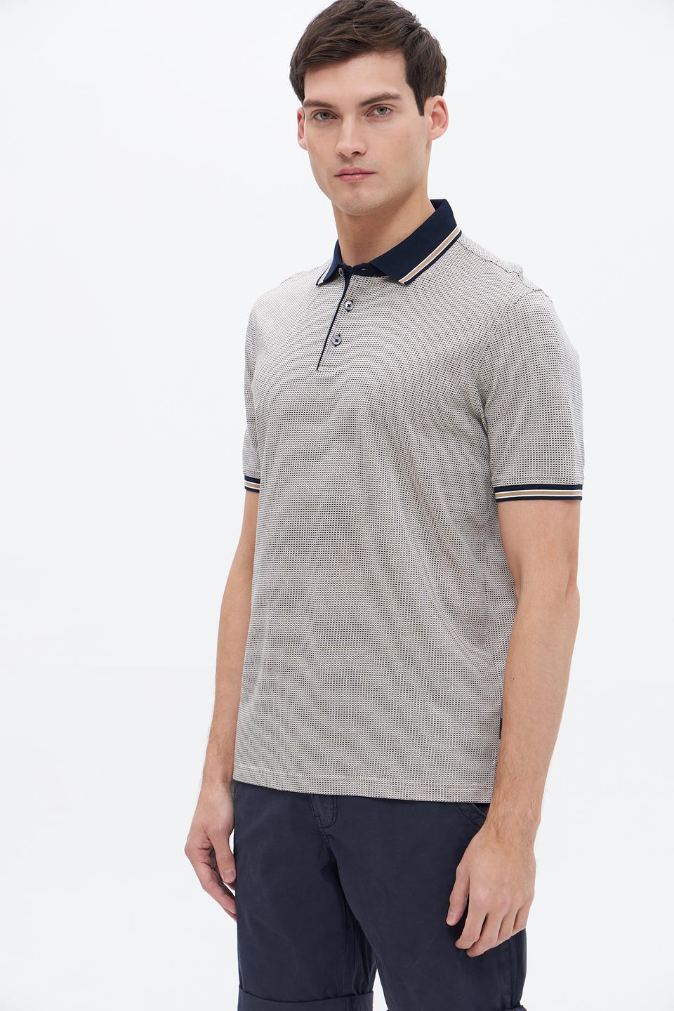 Поло Bugatti с узором светло-серый