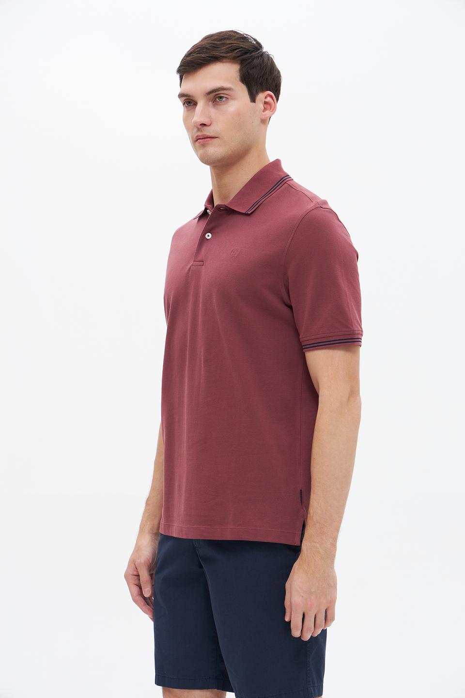 Поло Bugatti бордовый с полоской
