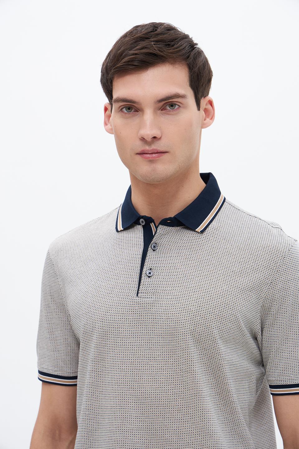 Поло Bugatti с узором светло-серый