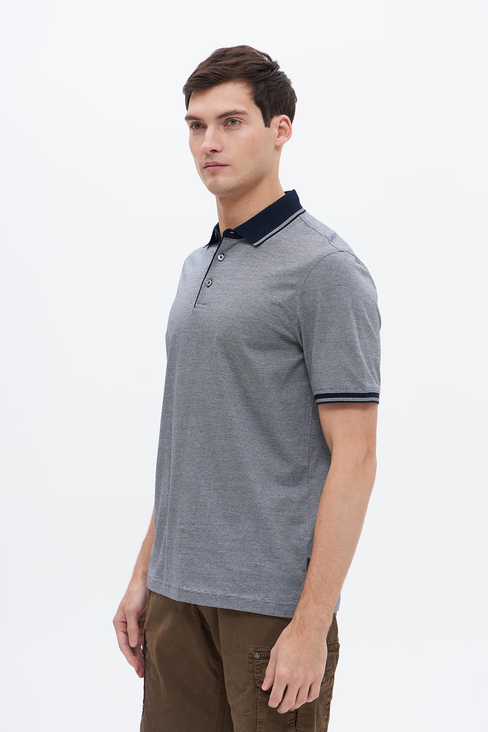 Поло Bugatti серое с синим