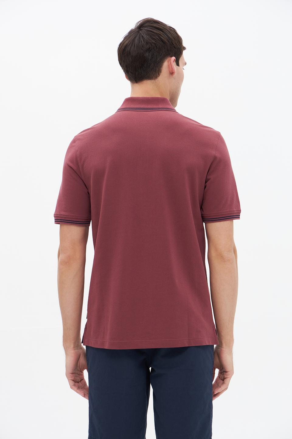 Поло Bugatti бордовый с полоской