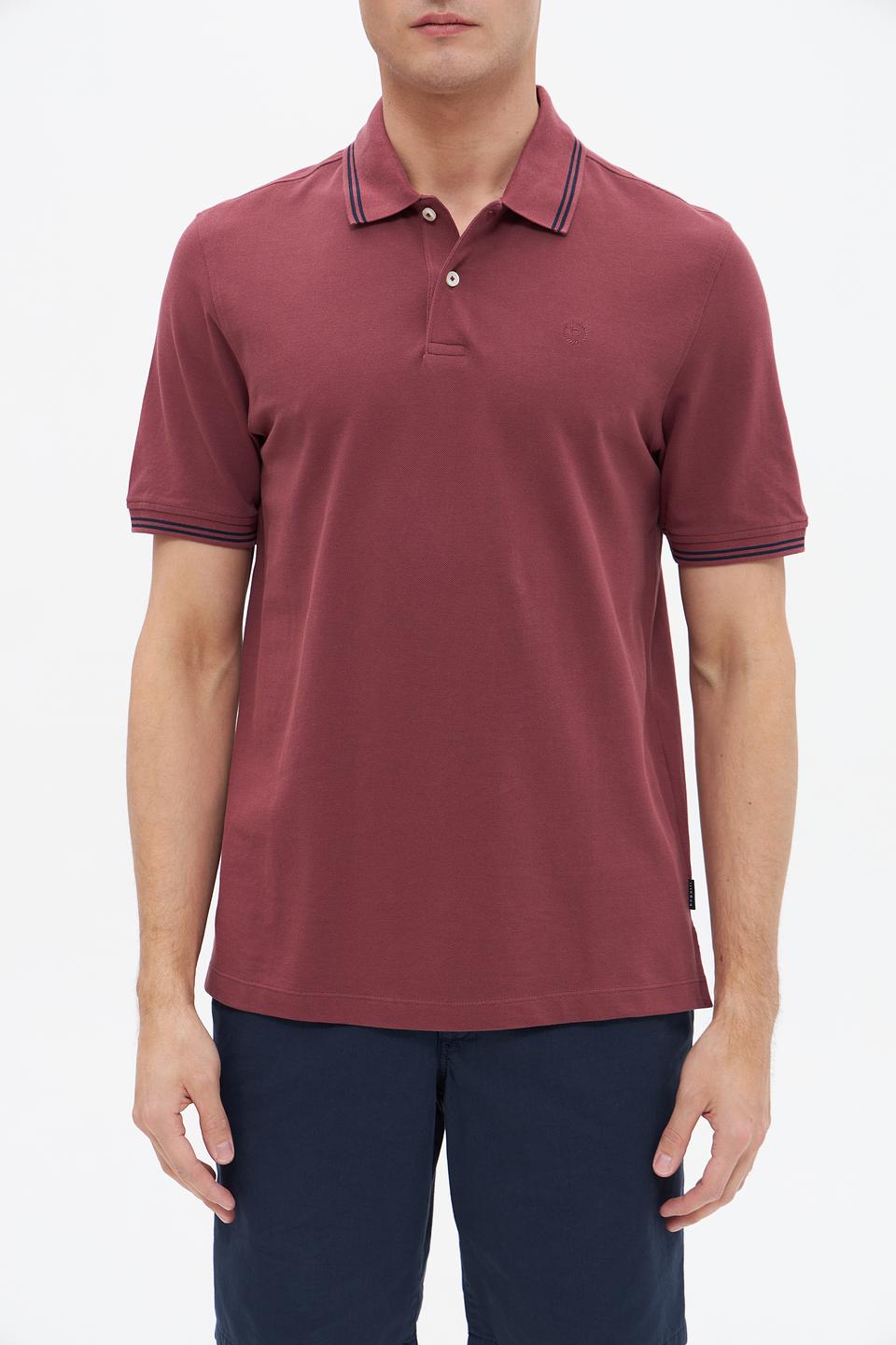 Поло Bugatti бордовый с полоской