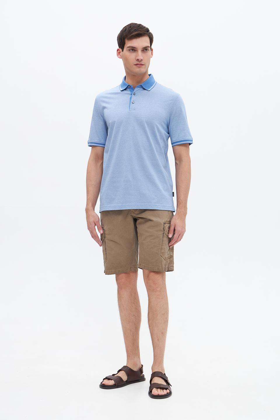 Поло Bugatti голубое с полоской