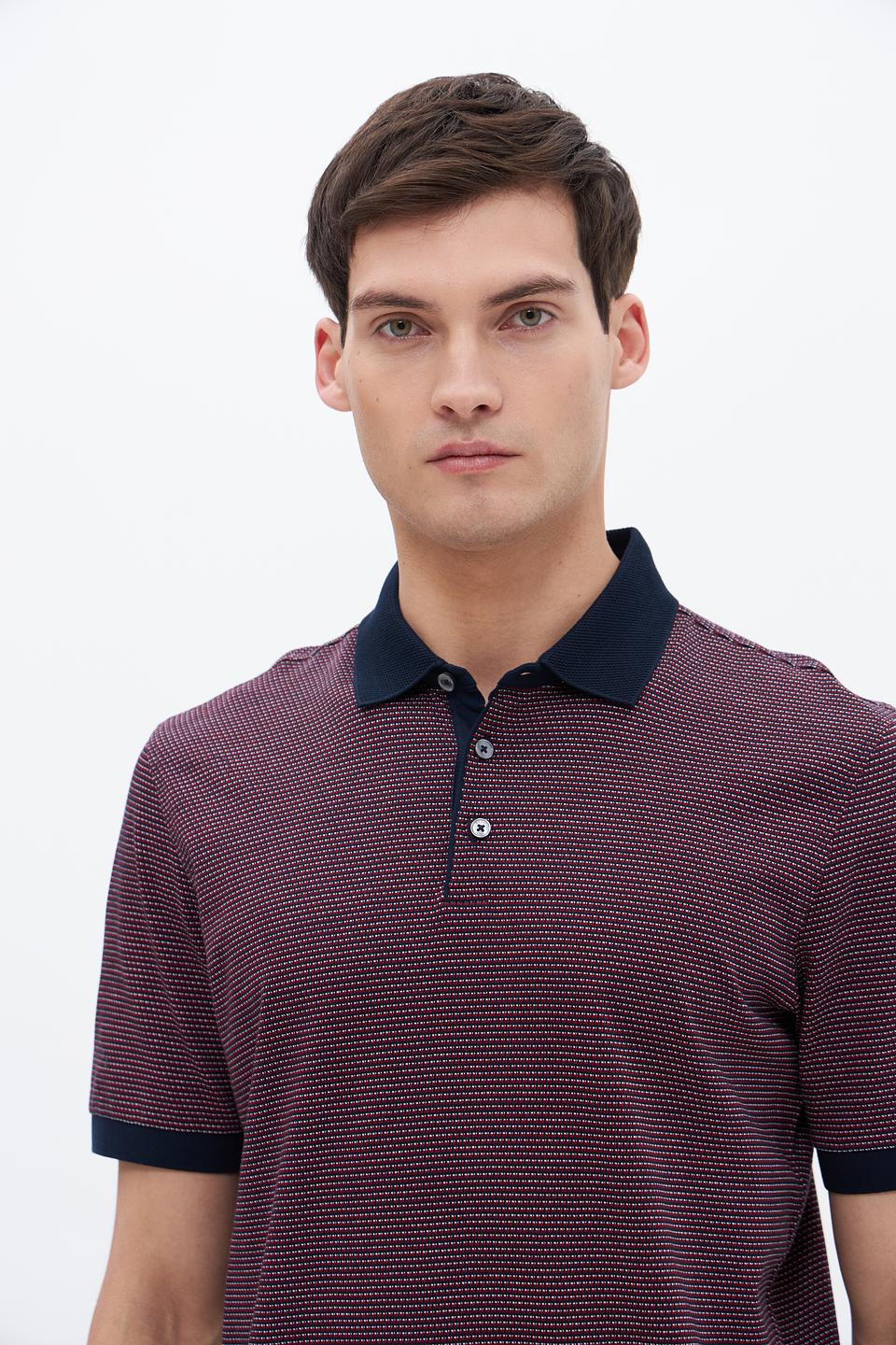 Поло Bugatti в полоску бордовый