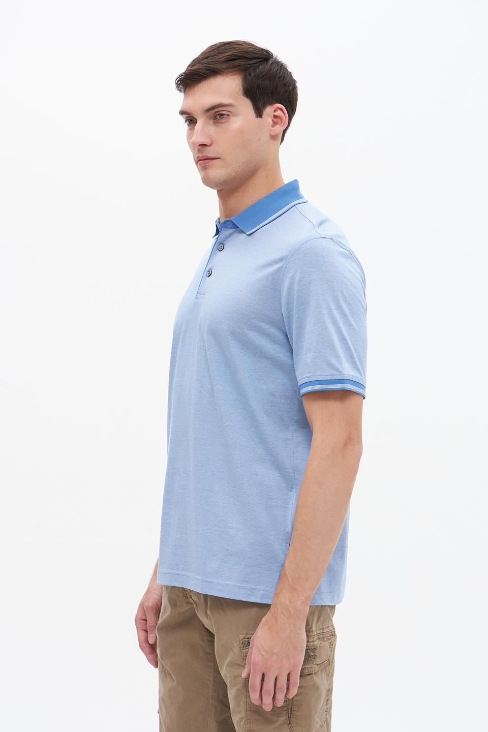 Поло Bugatti голубое с полоской